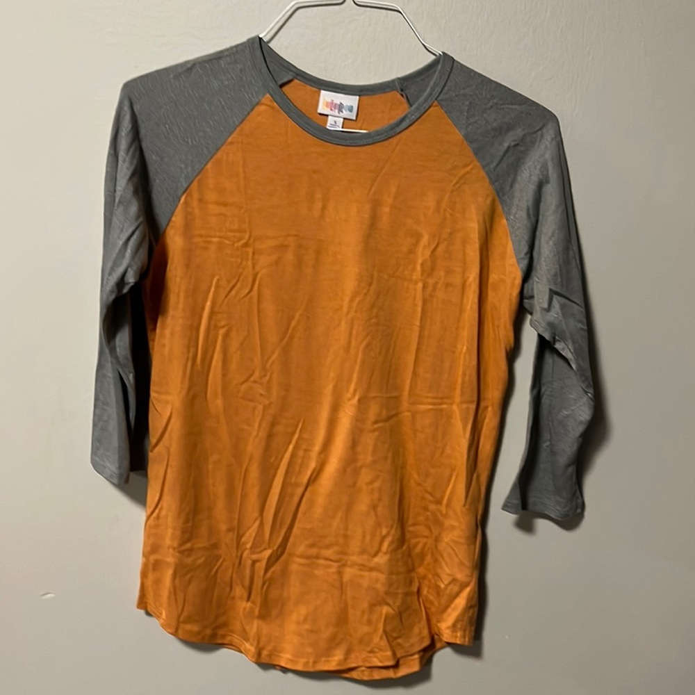 4 items for $10 Lularoe Womens Randy Baseball Tee Orange gray UT colors